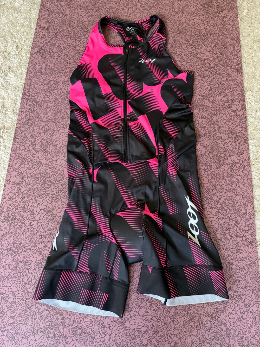 Zoot Black & Hot Pink Geometric Tri Suit with Front Zip
